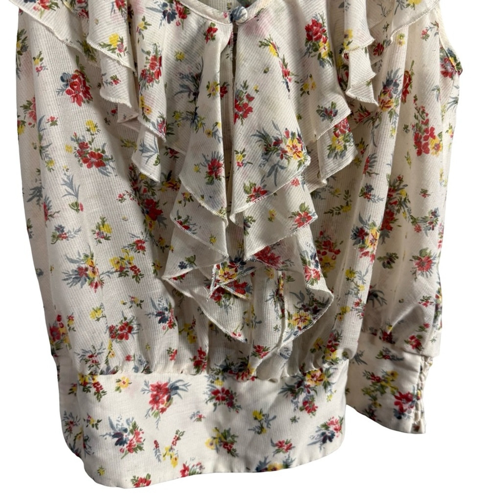 Guess Floral Ruffle Camisole in Cream and Red Size S Boho Cottagecore Festival - Picture 10 of 15